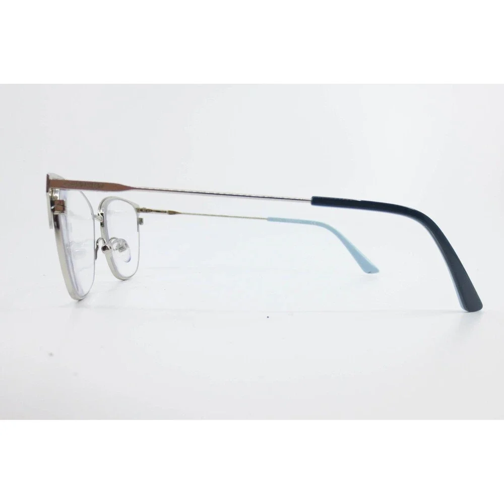 Calvin Klein CK18108 430 Cat Eye Eyeglasses Silver Navy Blue 52-15-135 Frame